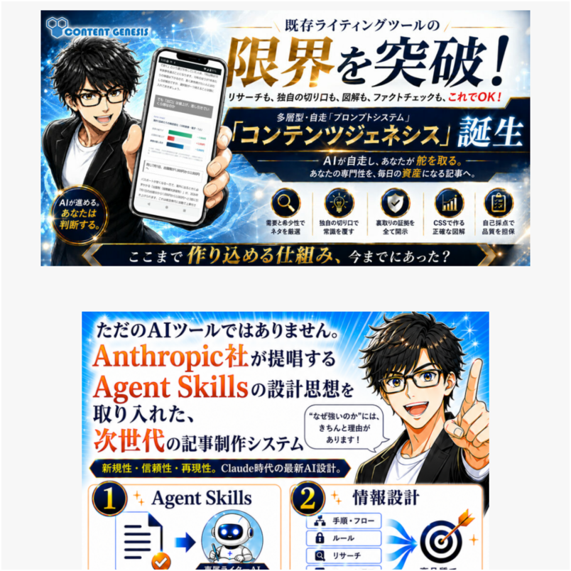 コンテンツ ジェネシス（Agent型自律ループで自走する次世代記事制作システム）