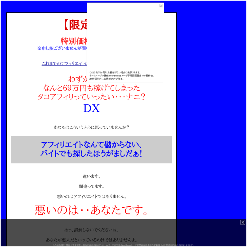 【期間限定販売】ど素人がいきなり１ヶ月で６９万円も稼いでしまった『タコアフィリ』っていったい・・・ナニ？ＤＸ