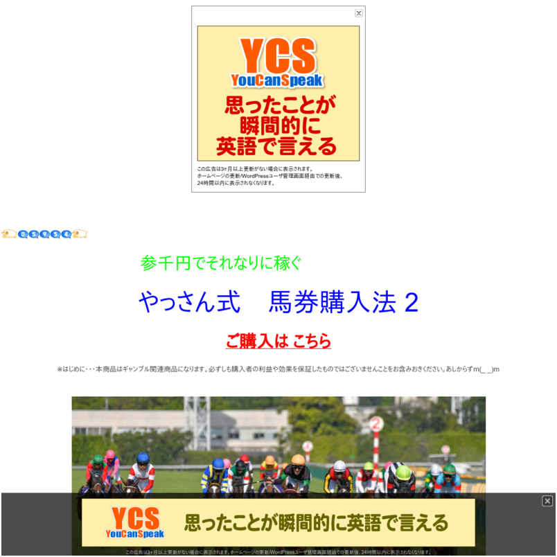 参千円でそれなりに稼ぐ 「やっさん式馬券購入法２」
