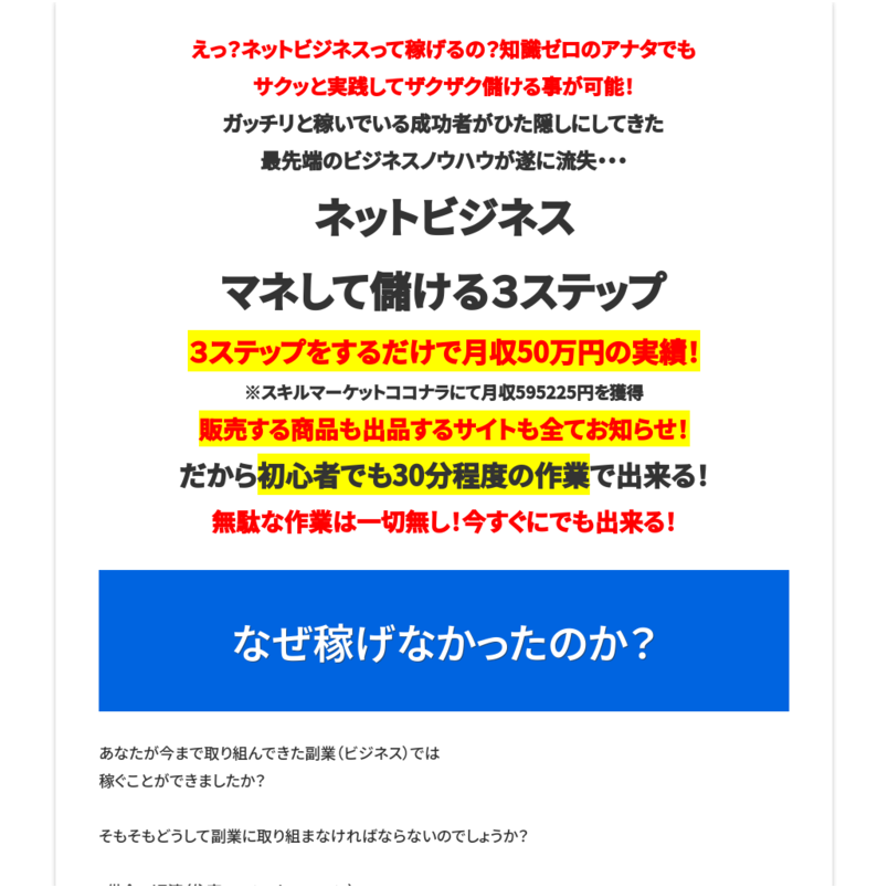 ネットビジネス  マネして儲ける３ステップ