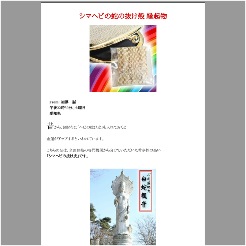シマヘビの蛇の抜けガラ 縁起物